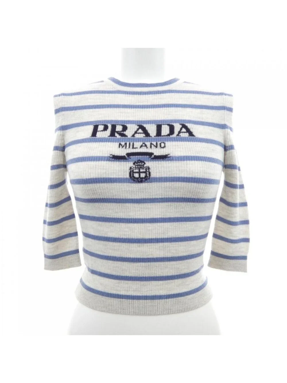 Prada Super Fine Wool Crew Neck Knit Sweater